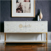 Bone Inlay Scroll-vine Design 4 Drawers Console Table With Multi Color