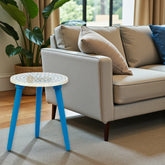 Bone Inlay Side Table Polka Dot Blue