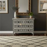 Bone Inlay Star Geometrical Design 4 Drawers Chest Black