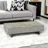 Bone Inlay Stripe Design Coffee Table | Bone Inlay Stripe Design Center Table