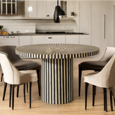 Rue Bone Inlay Stripe Dining Table Black