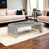 Bone Inlay Stripe Design Waterfall Coffee Table | Bone Inlay Stripe Design Waterfall Center Table
