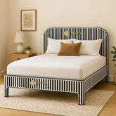 Bone Inlay Stripe Pattern Waterfall Bed Black