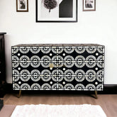 Tokyo Bone Inlay Six Drawer Dresser Black | Black Bone Inlay Chest Of Drawer