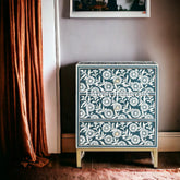 Lalita Bone Inlay Nightstand Teal Green | Green Bedside Table