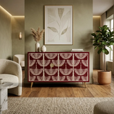 Bone Inlay Swan Cabinet 4 Doors Red
