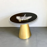 Swan Bone Inlay Accent Table Black