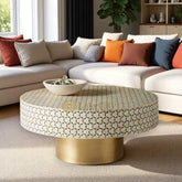 Bone Inlay Targua Design Round Coffee Table | Bone Inlay Targua Design Round Center Table