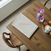 Bone Inlay Tray Geometric Design Grey