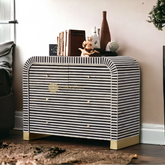 Bone Inlay Waterfall Stripe 4 Drawers Dresser Table | Bone Inlay Waterfall Stripe 4 Drawers Chest