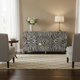 Bone Inlay Zebra Design 2 Doors & 4 Drawers Buffet Table Black