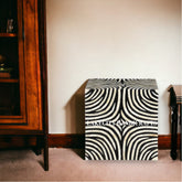 Bone Inlay Zebra Design Side End Table Black