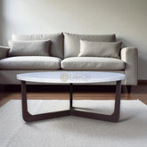 Bone Inlay Chevron Design Top Center Table With Polish Base