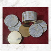 Brass and MOP Inlay Coasters Set of 6 2