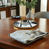 Brass and Bone Inlay Geometric Serving Tray Black