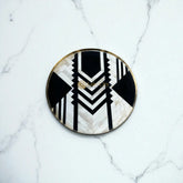 Brass and Bone Inlay Geometric Serving Tray Black