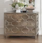 Chatham Hollywood Regency Silver Lattice Metal Clad 3 Drawer Dresser 1