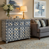 Colored Bone Inlay 2 Drawers & 4 Doors Cabinet Table