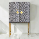 Colored Bone Inlay Fishscale Bar Cabinet