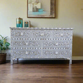 Dark Grey Mother Of Pearl Inlay Chest Of 7 Drawers Large