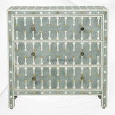 Dot Bone Inlay 3 Drawer Chest Light Green 1