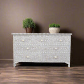 Dove Grey Mother Of Pearl Inlay Chest Of 7 Drawers Large