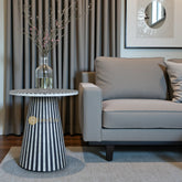 FUSION Bone Inlay Round Side Table Black Ready to Ship