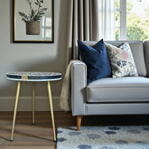 FUSION Geometric Bone Inlay Round Side Table