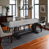 Flora Bone Inlay 8 Seater Dining Table Black
