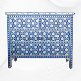 Flower Bone Inlay 4 Drawer Chest Dark Blue 1