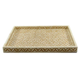 Mustard Bone Inlay Tray In Geometric Design 1