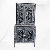 French Bone Inlay Bar Cabinet Black 1