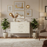 Full Bone Inlay 3 Drawers Dresser Table White