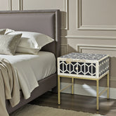 Geometric Bone Inlay Bedside Black 1 Drawer | Bone Inlay Nightstand