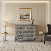 Grace Bone Inlay 4 Drawer Dresser Black | Black Bone Inlay Dresser