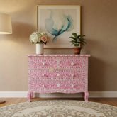 Grace Bone Inlay 4 Drawer Dresser Pink | Pink Bone Inlay Chest of Drawers