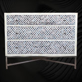 Grey Colored Bone Inlay 3 Drawer Dresser 1