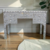 Grey Mother Of Pearl Inlay 5 Drawer Desk