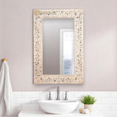 Hand-carved Elegant Aqua Floral Mirror Frame