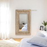 Hand-carved Mirror Frame Natural Brown