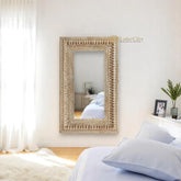 Hand-carved Mirror Frame Natural Brown