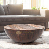 Hand-carved Semisfera Reclaimed Wood Coffee Table