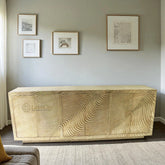 Hand-carved Wave Design Brass Credenza