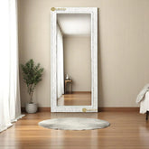 Hand-carved Lombok Large Floor Mirror Frame White