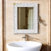 Hand-carved Lombok Wall Mirror Frame White