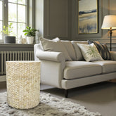 Herringbone Bone Inlay Round Side Table