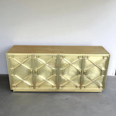 Hollywood Regency Brass Embossed 4 Door Cabinet