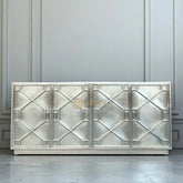 Hollywood Regency Nickel Embossed 4 Door Sideboard