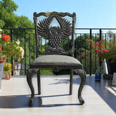 Handcarved Menagerie Owl Dining Chair Black Set of 2