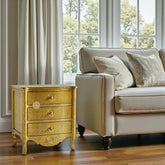 Jaden Antique Brass Embossed 3 Drawer Bedside